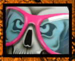 Crazy glasses and skull airbrushed on helmet